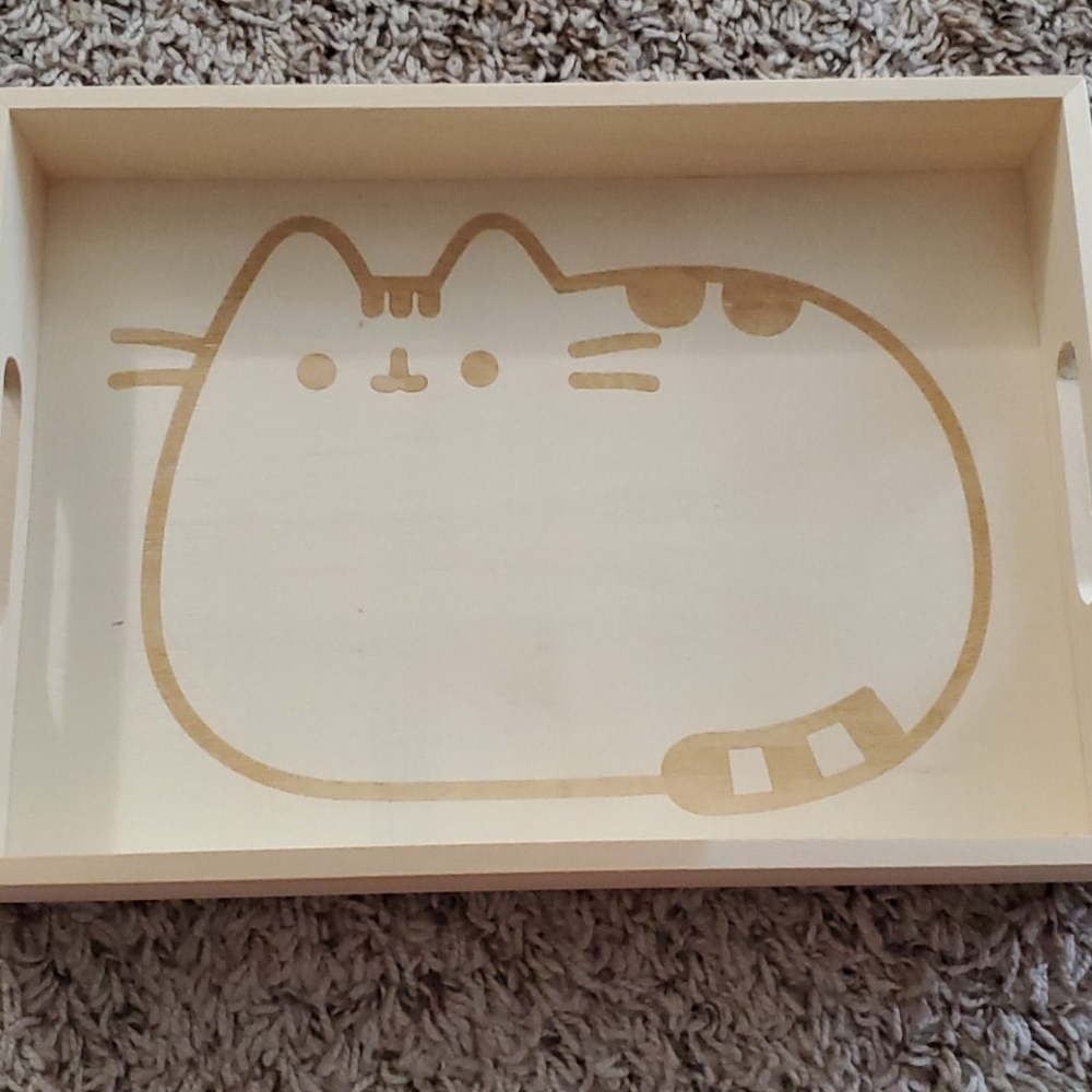 Wooden pusheen accessory tray
